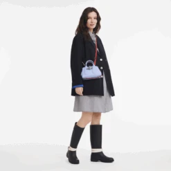 Longchamp Roseau XS Handbag Sky Blue/Red - Leather -Longchamp 10057HDJH90 1