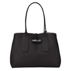 Longchamp Roseau L Tote Bag Black - Leather
