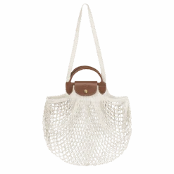 Front Page 45 Longchamp Le Pliage Filet L Mesh Bag Ecru - Canvas