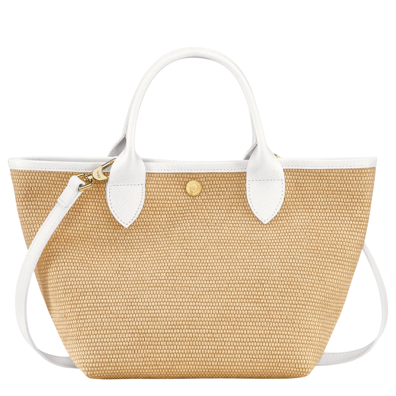 Longchamp Le Panier Pliage S Basket Bag White - Canvas 6 Longchamp Le Panier Pliage S Basket Bag White - Canvas - Image 4