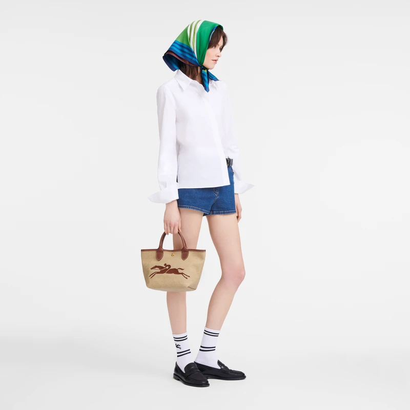 Longchamp Le Panier Pliage S Basket Bag Brown - Canvas 4 Longchamp Le Panier Pliage S Basket Bag Brown - Canvas - Image 2