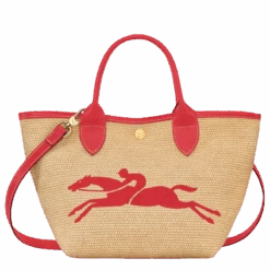 Front Page 43 Longchamp Le Panier Pliage S Basket Bag Red - Canvas