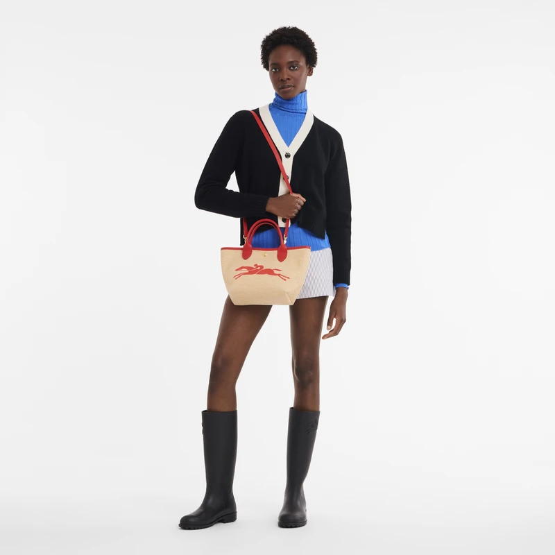 Longchamp Le Panier Pliage S Basket Bag Red - Canvas 4 Longchamp Le Panier Pliage S Basket Bag Red - Canvas - Image 2