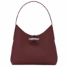 Longchamp Roseau M Hobo Bag Plum - Leather