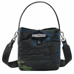 Longchamp Roseau Essential S Bucket Bag Black - Canvas