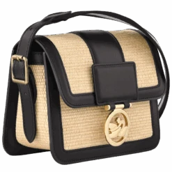 Longchamp Box-Trot S Crossbody Bag Straw/Black - Canvas -Longchamp 10174HDTH92 2