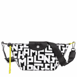 Longchamp XS Crossbody Bag Black/White - Canvas