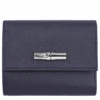 Longchamp Roseau Essential Compact Wallet Navy - Leather