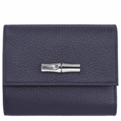 Longchamp Roseau Essential Compact Wallet Navy - Leather