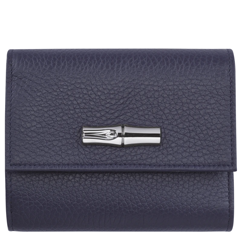 Longchamp Roseau Essential Compact Wallet Navy - Leather 3 Longchamp Roseau Essential Compact Wallet Navy - Leather
