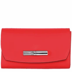 Longchamp Roseau Wallet Red - Leather