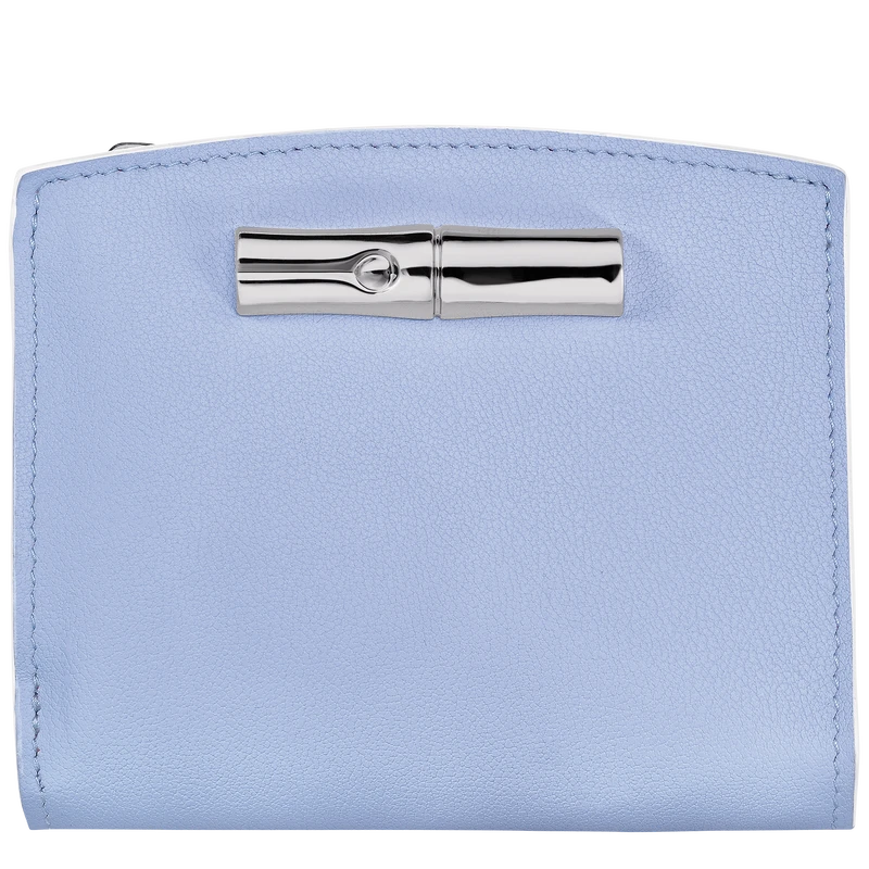 Longchamp Roseau Wallet Sky Blue/Red - Leather 3 Longchamp Roseau Wallet Sky Blue/Red - Leather