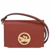 Longchamp Box-Trot Coin Purse With Shoulder Strap Mahogany - Leather