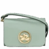 Longchamp Box-Trot Coin Purse With Shoulder Strap Green-gray - Leather