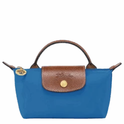 Longchamp Le Pliage Original Pouch With Handle Cobalt - Recycled Canvas