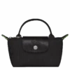 Longchamp Le Pliage Green Pouch With Handle Black - Recycled Canvas