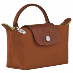 Longchamp Le Pliage Green Pouch With Handle Cognac - Recycled Canvas -Longchamp 34175919504 2