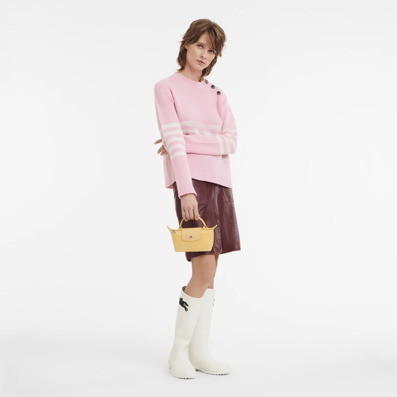 Longchamp Le Pliage Green Pouch With Handle Wheat - Recycled Canvas 4 Longchamp Le Pliage Green Pouch With Handle Wheat - Recycled Canvas - Image 2