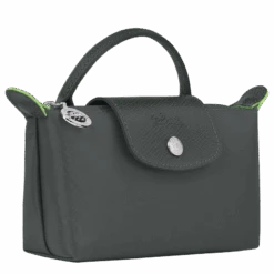 Longchamp Le Pliage Green Pouch With Handle Graphite - Recycled Canvas -Longchamp 34175919P66 2