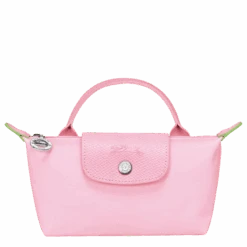 Longchamp Le Pliage Green Pouch With Handle Pink - Recycled Canvas