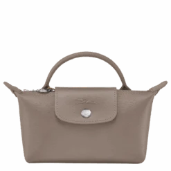 Longchamp Le Pliage City Pouch With Handle Taupe - Canvas