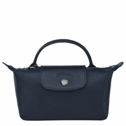 Longchamp Le Pliage City Pouch With Handle Navy - Canvas