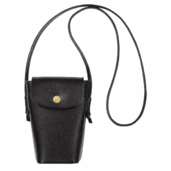 Longchamp Épure Phone Case With Leather Lace Black - Leather