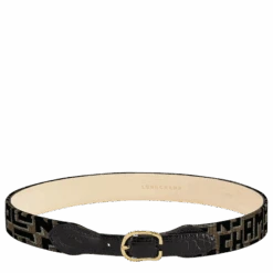 Longchamp 1980 Ladies' Belt Taupe/Black - Canvas