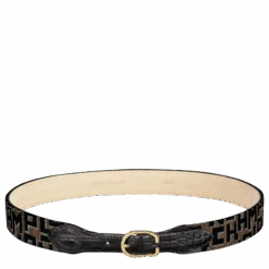 Longchamp 1980 Ladies' Belt Taupe/Black - Canvas