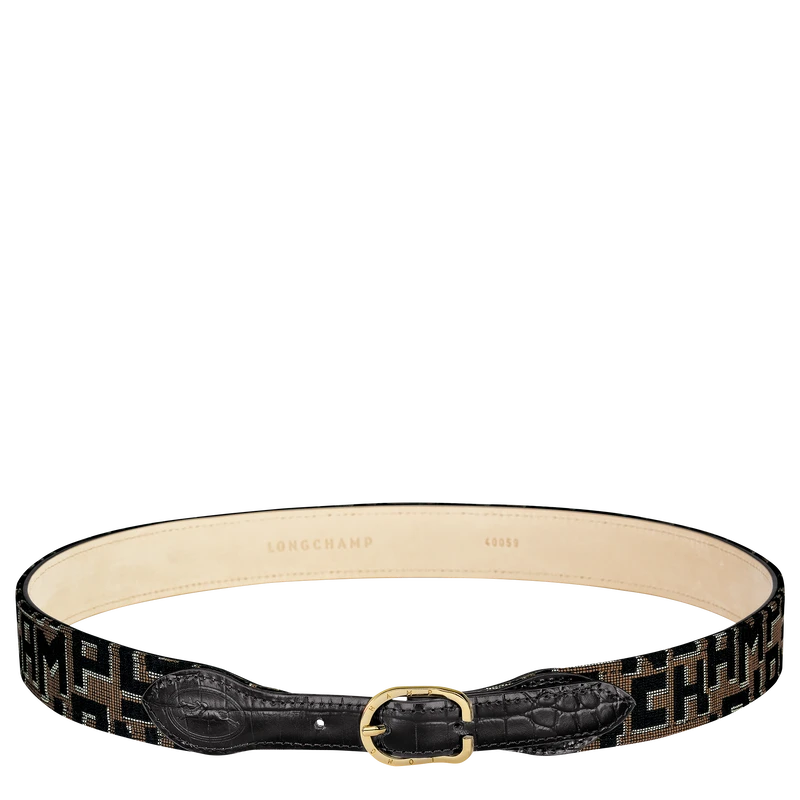 Longchamp 1980 Ladies' Belt Taupe/Black - Canvas 3 Longchamp 1980 Ladies' Belt Taupe/Black - Canvas