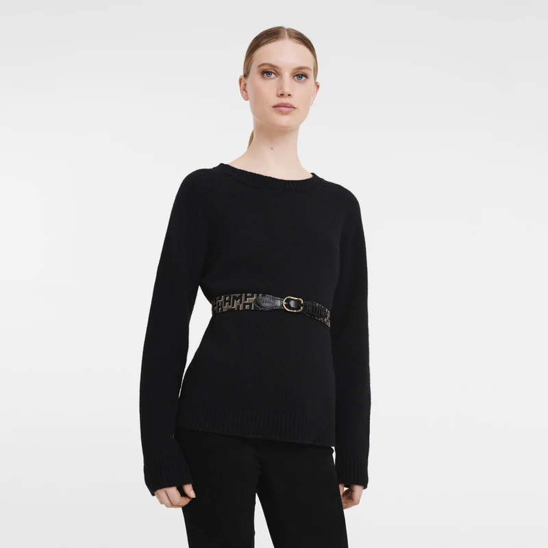 Longchamp 1980 Ladies' Belt Taupe/Black - Canvas 4 Longchamp 1980 Ladies' Belt Taupe/Black - Canvas - Image 2