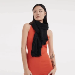 Longchamp Chevaux Jacquard Stole Black - Wool -Longchamp 50125LAI001 1