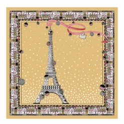 Tour Eiffel Noël Longchamp Silk Scarf 50 Wheat - Silk