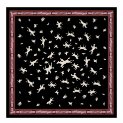 Longchamp 80's Silk Scarf 50 Black/Ivory - OTHER