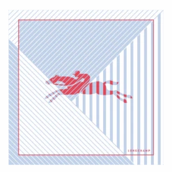 Marinière Longchamp Silk Scarf 50 Sky Blue/Red - OTHER