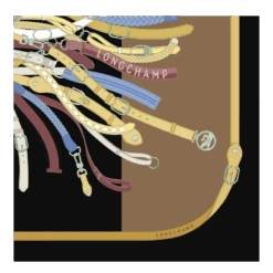 Longchamp Tête De Cheval Silk Scarf 90 Black - OTHER -Longchamp 50620SOI001 1