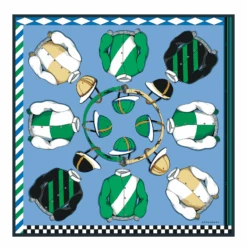 Casaques Longchamp Silk Scarf 90 Sky Blue - OTHER