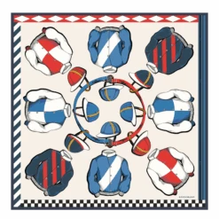 Front Page 15 Casaques Longchamp Silk Scarf 90 Ivory - OTHER