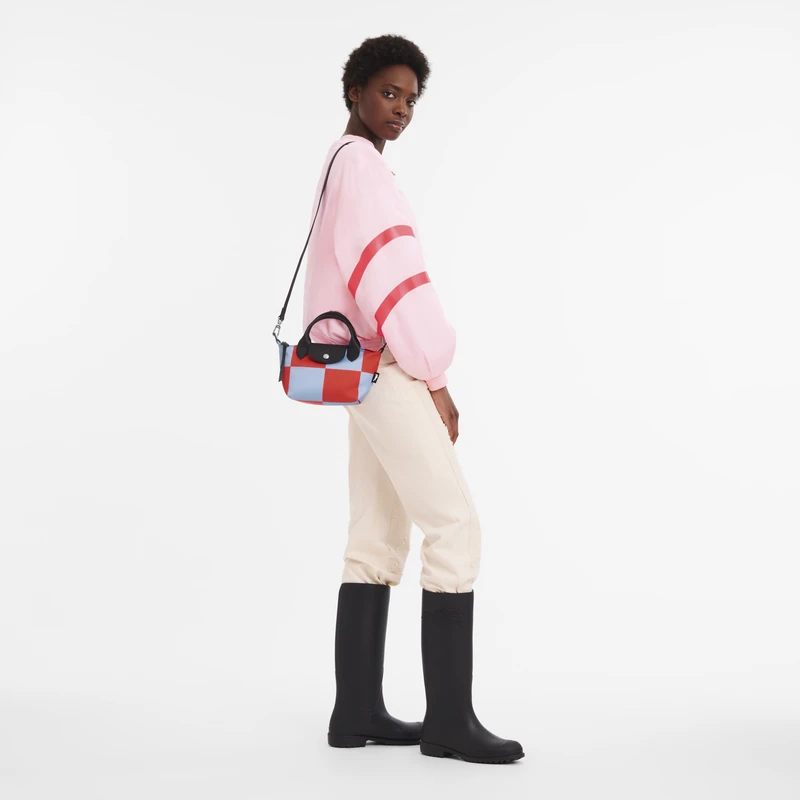 Longchamp Le Pliage Collection XS Handbag Sky Blue/Red - Canvas 4 Longchamp Le Pliage Collection XS Handbag Sky Blue/Red - Canvas - Image 2