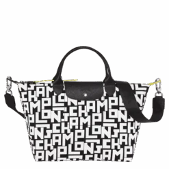Longchamp Le Pliage LGP L Handbag Black/White - Canvas