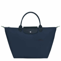 Front Page 27 Longchamp Le Pliage Green M Handbag Navy - Recycled Canvas