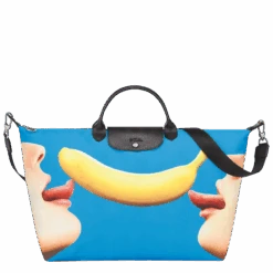 Longchamp X ToiletPaper S Travel Bag Blue - Canvas