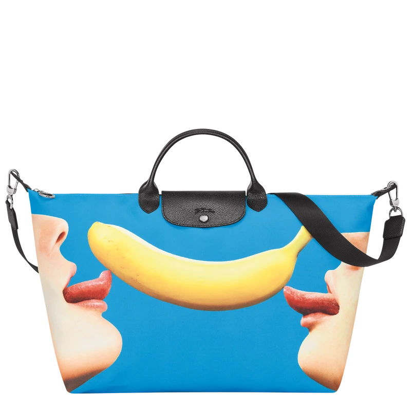 Longchamp X ToiletPaper S Travel Bag Blue - Canvas 3 Longchamp X ToiletPaper S Travel Bag Blue - Canvas