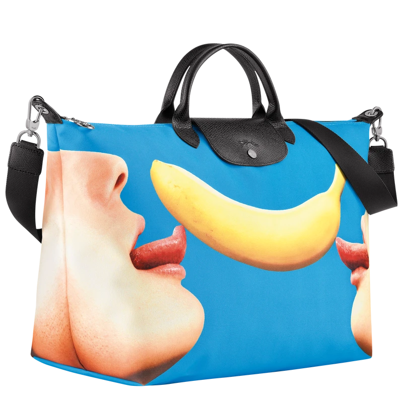 Longchamp X ToiletPaper S Travel Bag Blue - Canvas 5 Longchamp X ToiletPaper S Travel Bag Blue - Canvas - Image 3