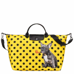 Longchamp X ToiletPaper S Travel Bag Yellow - Canvas