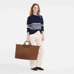 Longchamp Le Pliage Green M Travel Bag Cognac - Recycled Canvas -Longchamp L1625919504 1