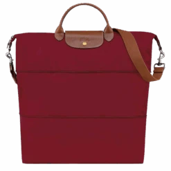 Longchamp Le Pliage Original Travel Bag Expandable Red - Recycled Canvas