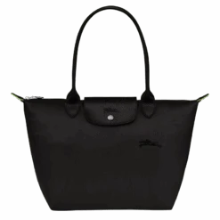 Longchamp Le Pliage Green M Tote Bag Black - Recycled Canvas