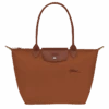 Longchamp Le Pliage Green M Tote Bag Cognac - Recycled Canvas