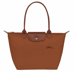 Longchamp Le Pliage Green M Tote Bag Cognac - Recycled Canvas